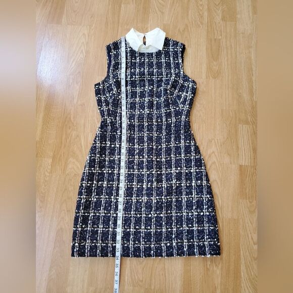 🔆 ELIZA J 🔆 Boucle Tweed Detachable Shirt Collar Dress - [size 2, Blue] - Picture 10 of 12